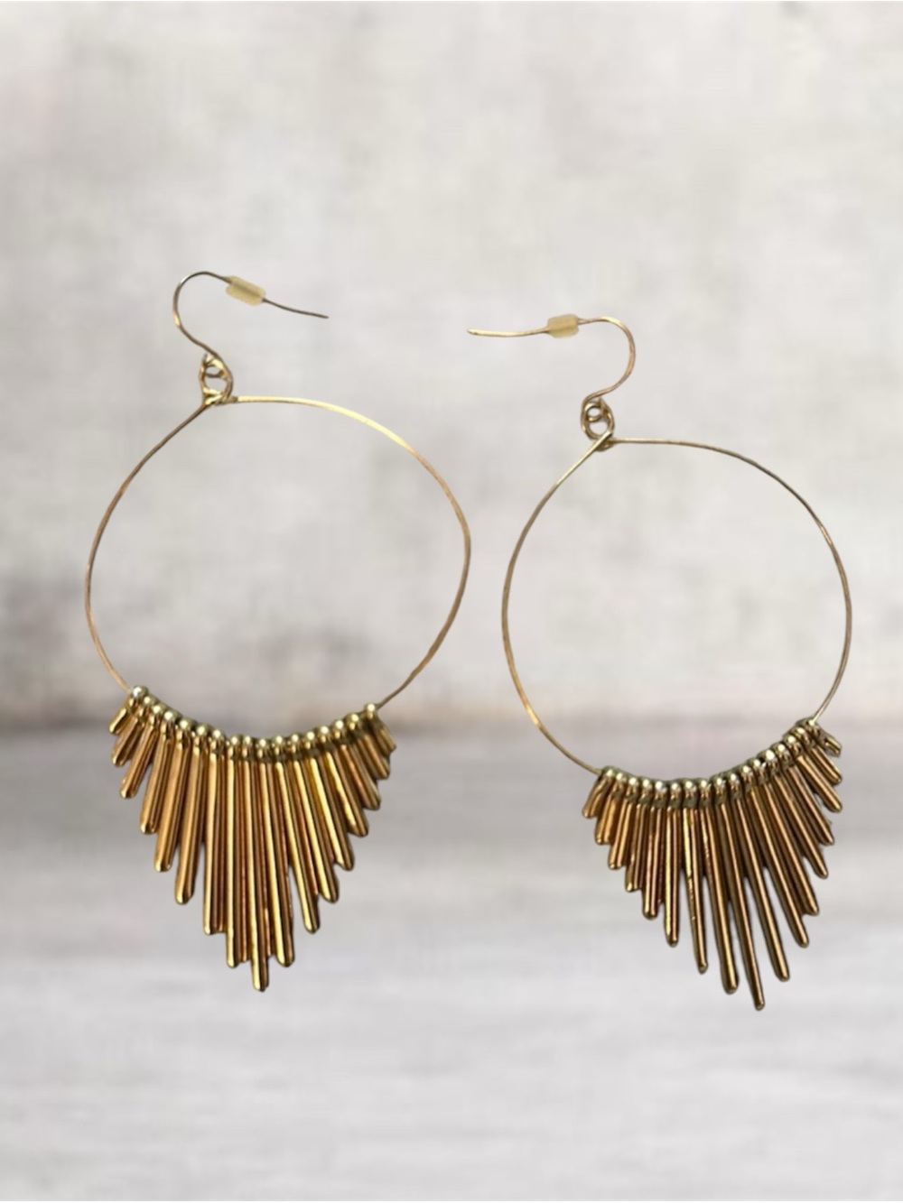 Bohemian Gold Goddess Hoop Tassle Earrings